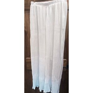 NWT PLT White Plisse High Waist Wide Leg Trouser